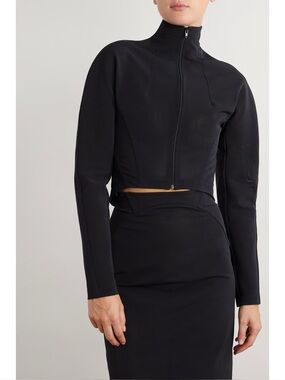 Unique 🧨 Alaïa Black Stretch-tulle turtleneck jacket NEW WITH TAGS